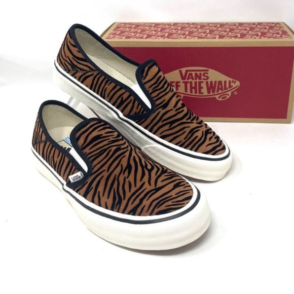 Vans Slip On Sf Shoes Womens Size Stripes Low Top Skate Canvas Brown VN0A5HYQ9ZY - Picture 10 of 11